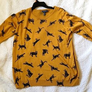 Gold skeleton cat pullover sweater